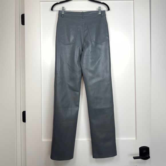 Aritzia Wilfred The Melina Faux Leather Pants Women Size 4 Straight Leg Grey - Picture 6 of 13